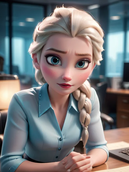 cinematic film still elsa, office lady<lora:add-detail-xl:1> <lora:princess_xl_v2:0.8>, . shallow depth of field, vignette, highly detailed, high budget, bokeh, cinemascope, moody, epic, gorgeous, film grain, grainy