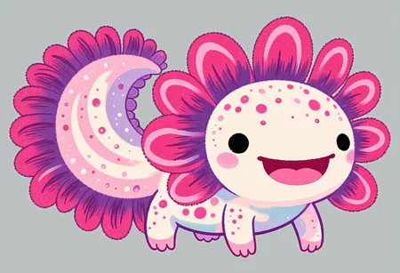 pikaole of, axolotls they have pink frilly gills and round black eyes