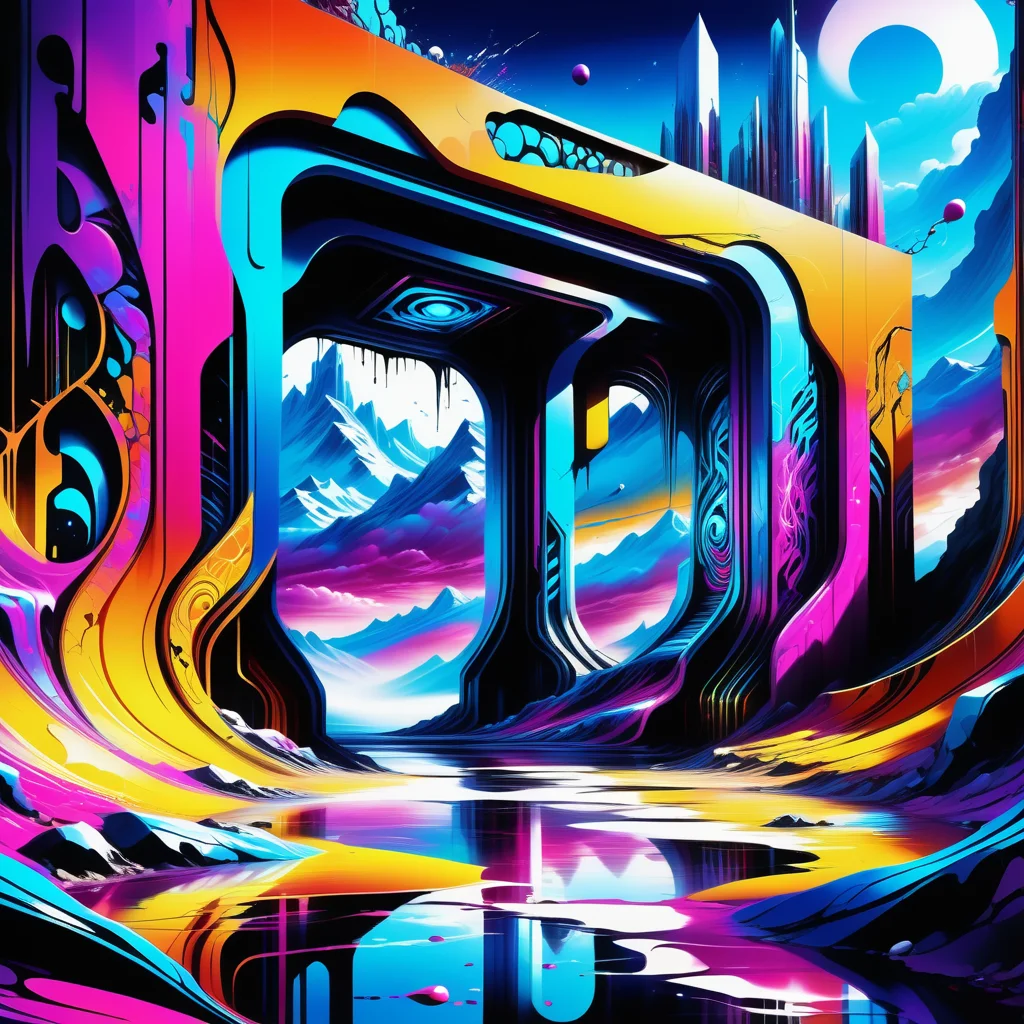 Jed-CyFut, masterpiece, full of details, positive emotional, Jed-Gr4ff1t1,wallpaper enginge, <lora:GraffitiStyle-000003:0.7>, <lora:CyberFuturisticStyle:0.7>, Concept art, landscape of The UAC, D&D, dramatic, fine artistic composition, dynamic dramatic atmosphere, stunning, striking, luxurious