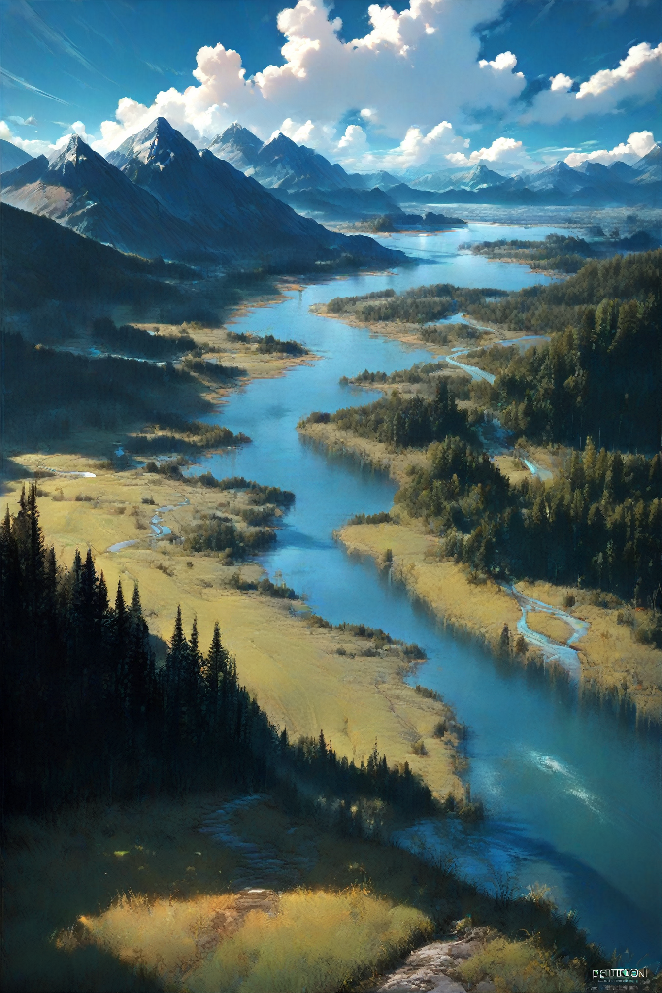 landscape,2023,
mountain,sky,cloud,rand,grass,river,lake,from above,
(score_9,score_8_up,score_7_up), rating_explicit, best quality, masterpiece, 2k,
,<lora:DetailedEyes_V3:0.8>