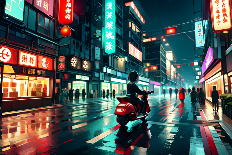 highly insanely detailed, masterpiece, top quality, best quality, highres, 4k, 8k, RAW photo, (very aesthetic, beautiful and aesthetic),  
(code_style,codestyle),japanese text,traditional chinese text, 
<lora:CodeStyle (half generic class)_564920:0.6>, 
(1girl:1.3), 1other, 
((pedestrian hell)),((busy street in taiwan)),taipei road,scooter,motorcycle,wind,trees,crowd,traffic light,road sign,cityscape,shopping,storefront,signboard,building,greenery,city-life-overload,night,neon lights,,âââ