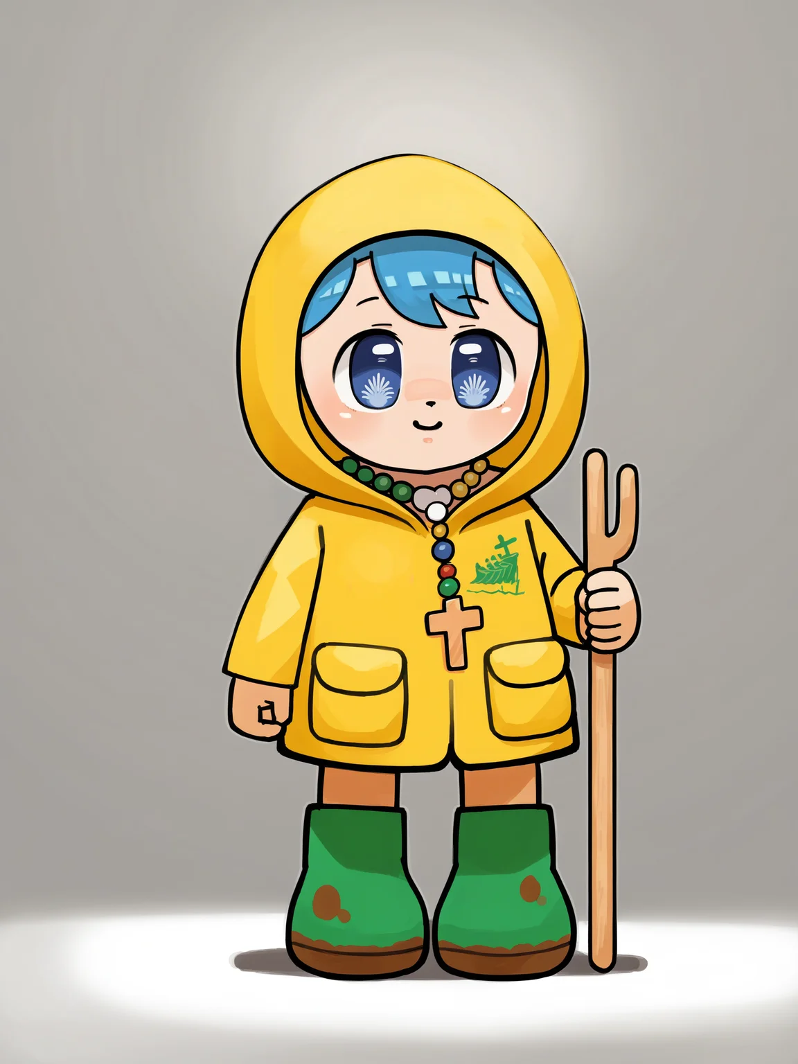 score_9, score_8_up, score_7_up, score_6_up, score_5_up,
Luce, symbol-shaped_pupils, (solo), umbrella, raincoat, 1girl, large_breasts, rubber_boots, yellow_raincoat, blue_hair, blue_eyes, boots, hood, full_body, smile, short_hair, holding, hood_up, standing, long_sleeves, bangs, yellow_footwear, necklace, jewelry
BREAK
ducks, bread,
<lora:Luce_Vatican:1> <lora:Little_Nuns:1>