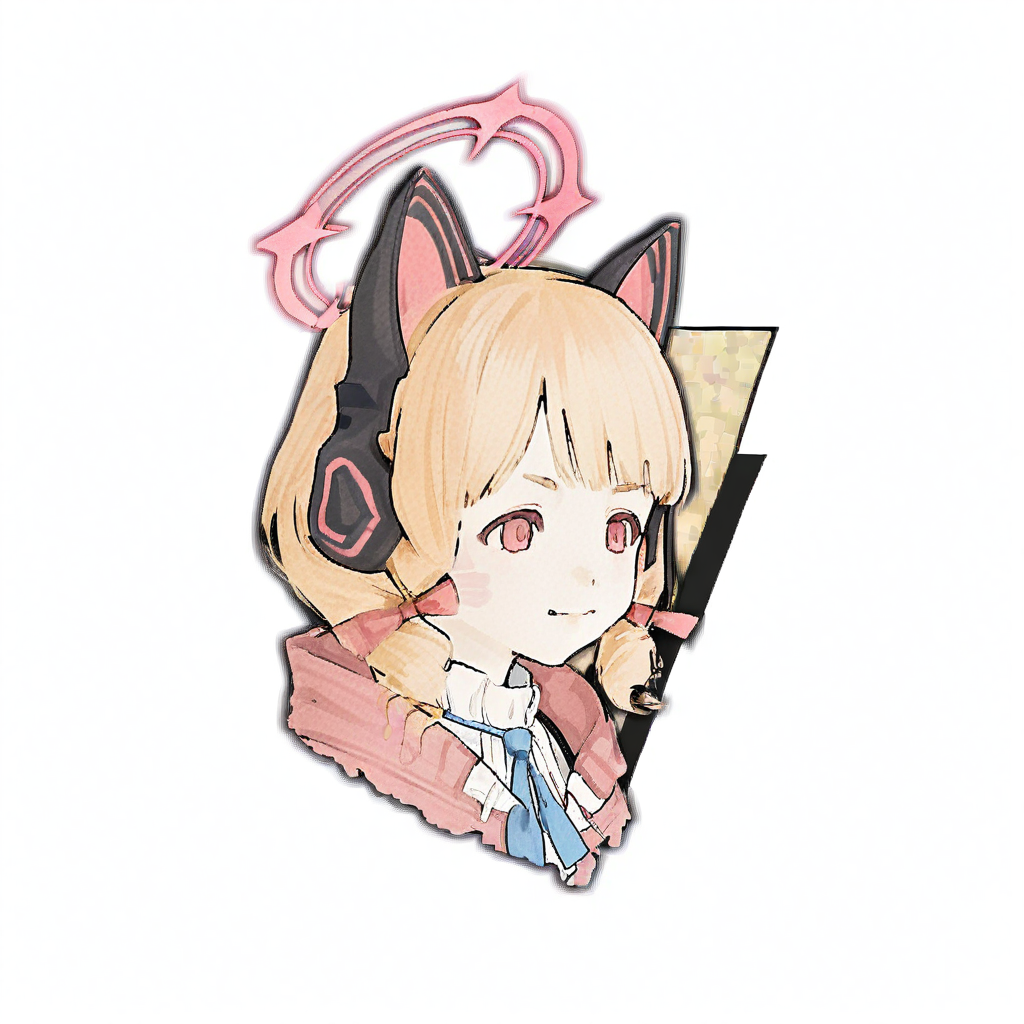 ffxiv battle talk portrait,simple background, white background, portrait,
momoi \(blue archive\),halo, cat ear headphones,
 <lora:kohaku_delta_style_ffxiv_battle_lora:1>