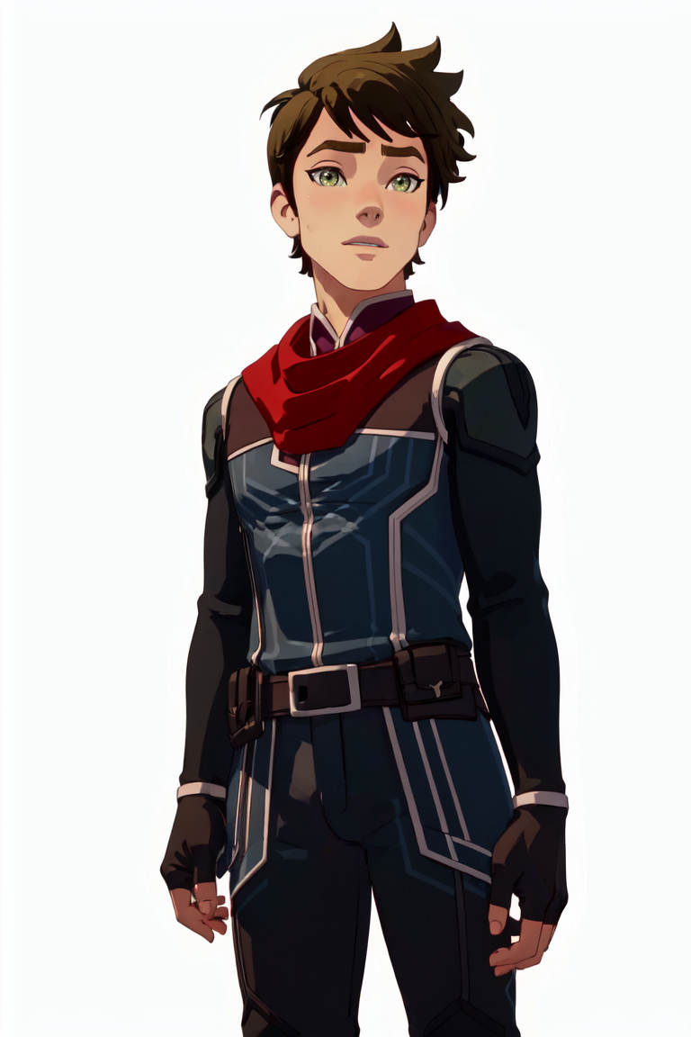 Callum, green eyes, (black fingerless-gloves), (man, boy, male) (solid white background, plain background:1.5), (realistic:1.2), (masterpiece:1.2), (full-body-shot:1.2),(cowboy-shot:1.2), dark romantic lighting, (highly detailed:1.2), (detailed face:1.2), (gradients), colorful, detailed eyes, (natural lighting:1.2), solo, <lora:add_detail:0.3> <lora:DragonPrince_CallumS4-10:0.8>  <lora:BeautifulEyes:0.3>
