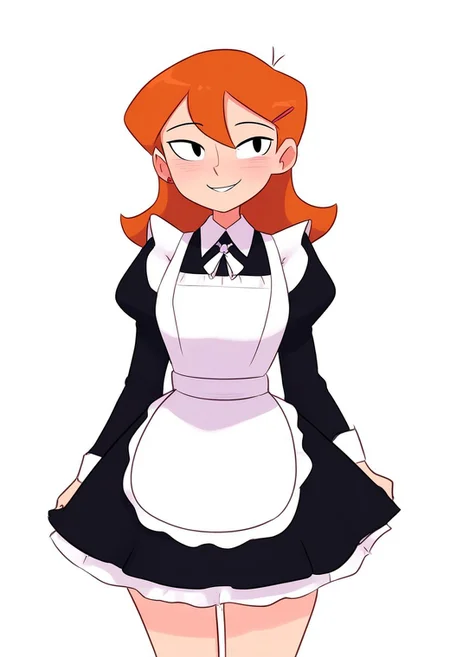 maid outfit, smile