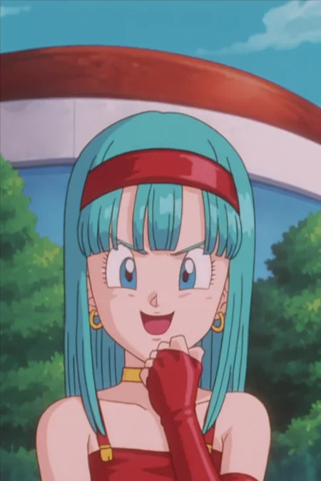 source_anime, score_9, score_8_up, score_7_up, anime screencap,
bulla, 1girl, solo, long hair, straight hair, aqua hair, smile, blue eyes, bare shoulders, eyebrows, blunt bangs, eyelashes, outdoors, sky, day, fingerless gloves, tree, evil laugh, red hairband, bush, touching chin, v-shaped eyebrows, tongue, house, red crop top, red gloves, pointy nose, open mouth, looking at another, portrait, elbow gloves, cloud, choker, collarbone, anime coloring, 1990s \(style\), retro artstyle, bridal gauntlets, close-up, leather
<lora:bulla_pony_v1:0.7>