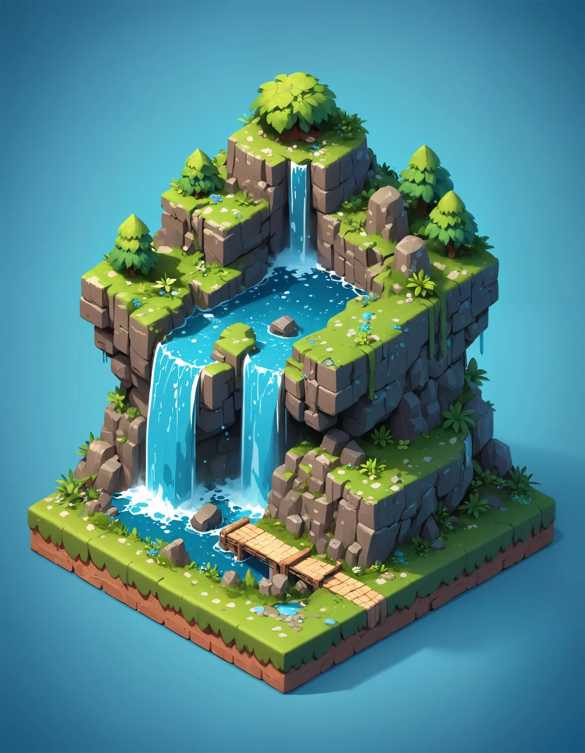 waterfall, glowing, isometric, zavy-ctsmtrc, art,