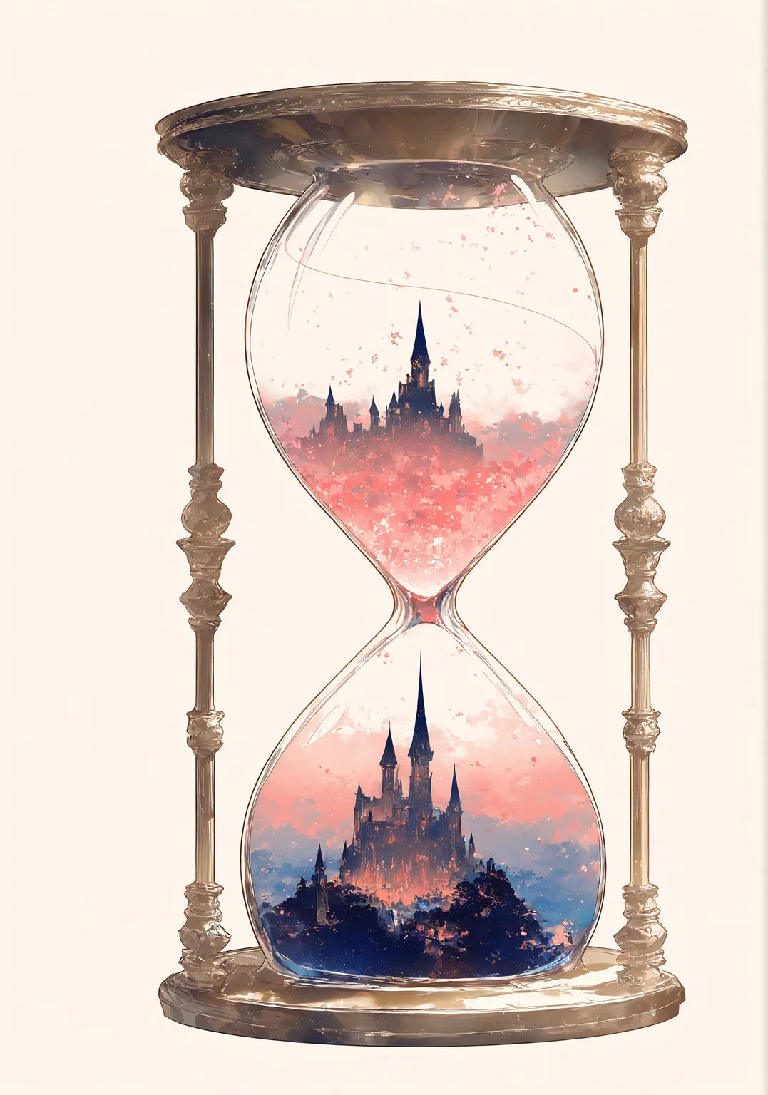 rella,(tidsean:0.9),
hourglass,castle, in container,, masterpiece,best quality,year 2024,newest,highres,absurdres,very Aesthetic