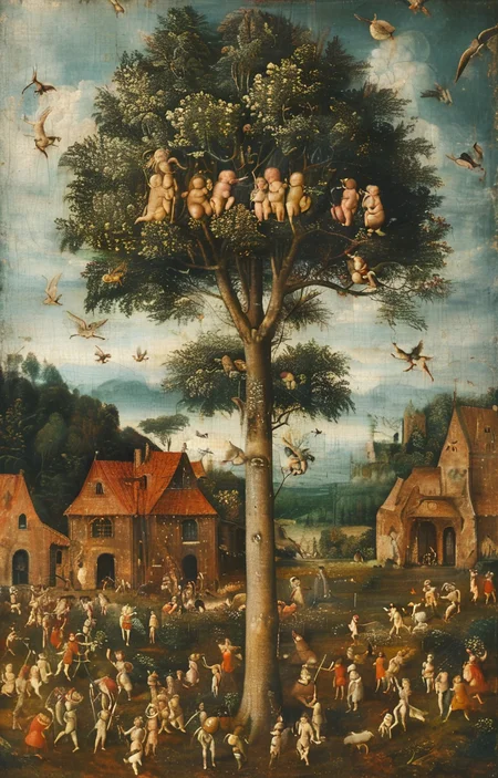 masterpiece,best quality,<lora:tbh283-sdxl:0.9>,illustration,style of Lucas Cranach the Elder animals