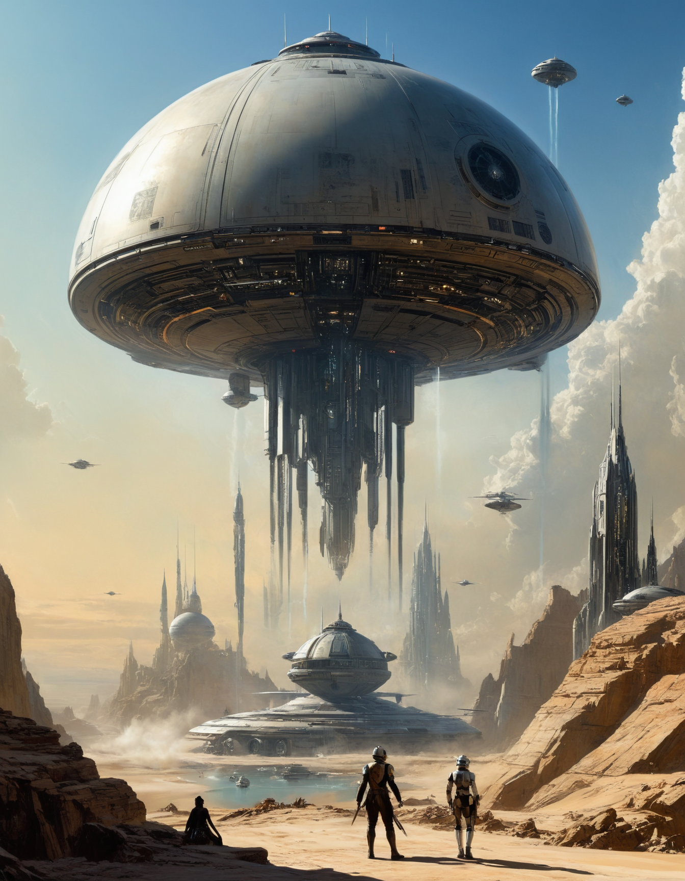 by Stephan Martiniere and by  Michael Parkes, (panoramic , futuristic-sci-fi but extremely beautiful:1.4), (intricate details, masterpiece, best quality:1.4) ,
Star wars movie style, movie still, dynamic, highly detailed, reminiscent of Star wars movies, , looking at viewer, dynamic pose
<lora:add-detail-xl:1> <lora:xl_more_art-full_v1:0.5>  <lora:NicolaSamori:0.5> in the style of nicola samori <lora:looking_at_viewer:2>