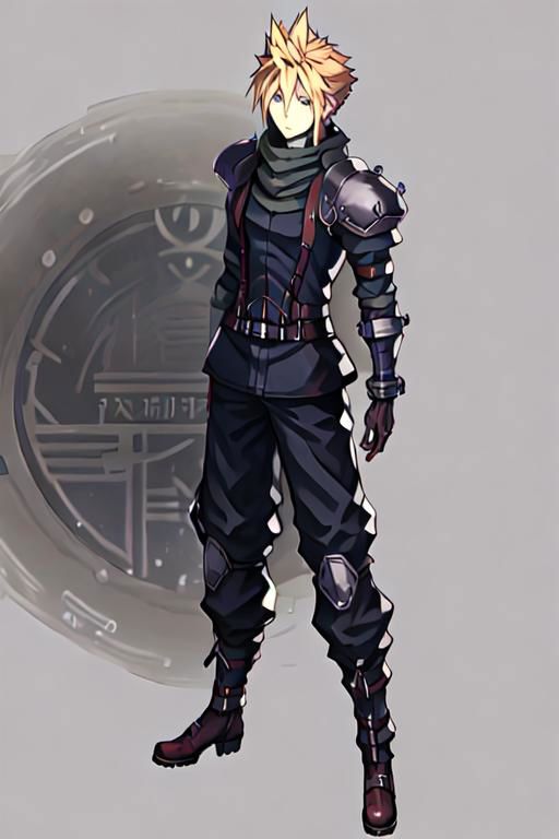 cloud strife, shinra_infantry_uniform, helment,