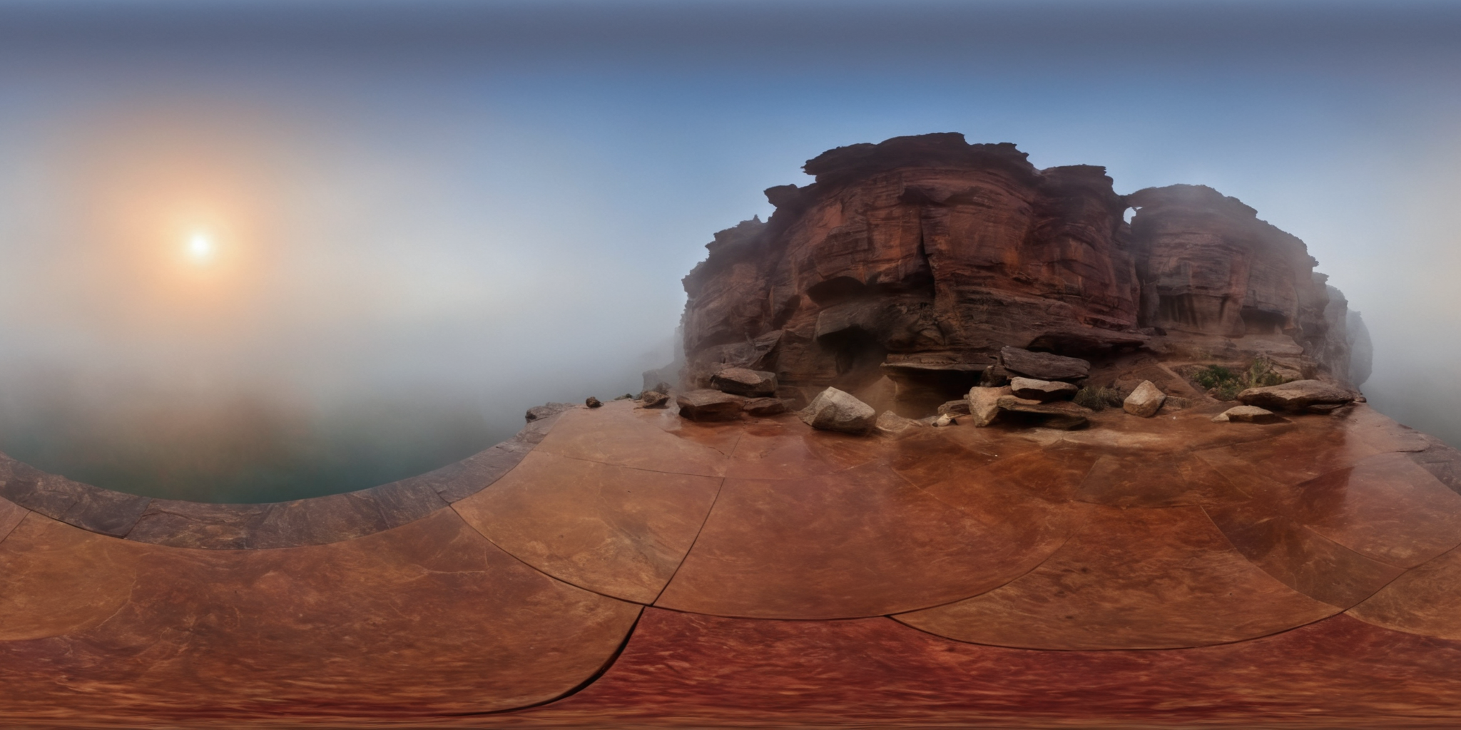 360panorama,Centered Horizon,No seams,<lora:HMSGXL_epoch_9:1>,A Sunï¼HDR,perfect anatomy,highly detailed,colossal canyon that is shrouded in mystic fog (natural:1.4) aura wild force,sunset,mystical sky,glowing,dazzling,shine,translucent,evil aura,RedGlitter,swirling ink,zavy-chnsdrgn,SK_Fantasy,<lora:åå½±XL:1>,