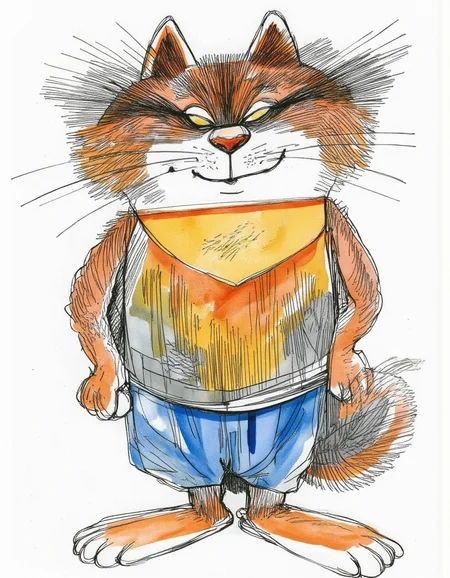 <lora:chizhcats:1>, a clourful drawing of funny cat