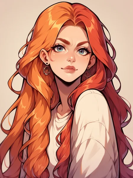 score_9, score_8_up, score_7_up, score_6_up, score_5_up, <lora:spl1th41rXLP:1> spl1th41r, two tone hair, 1girl, long hair, ginger blonde hair