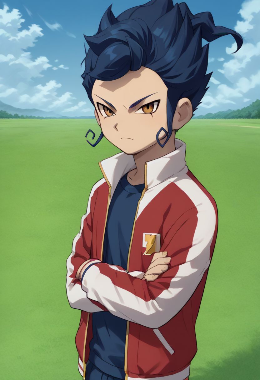 score_9, score_8_up, score_7_up, source_anime, highly detailed, 1boy, solo, male_focus, 
victor_ina, 1boy, blue hair, male focus, jacket, crossed arms, open jacket, track jacket, open clothes, brown eyes, sportswear,
outdoor, grass, sky,