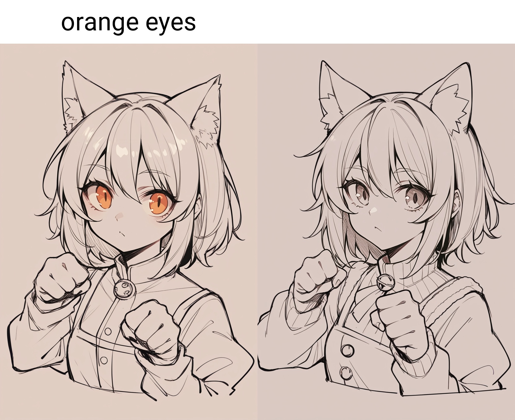 score_9, score_8_up,score_7_up, source_ anime, lineart, sketch,1girl, white hair, cat ears, orange eyes, upper body, paw pose,
<lora:Potat-lineart_sketch_v1-USENEG:-0.9> <lora:ChamUsadaPekoraPonyXL:0.8>