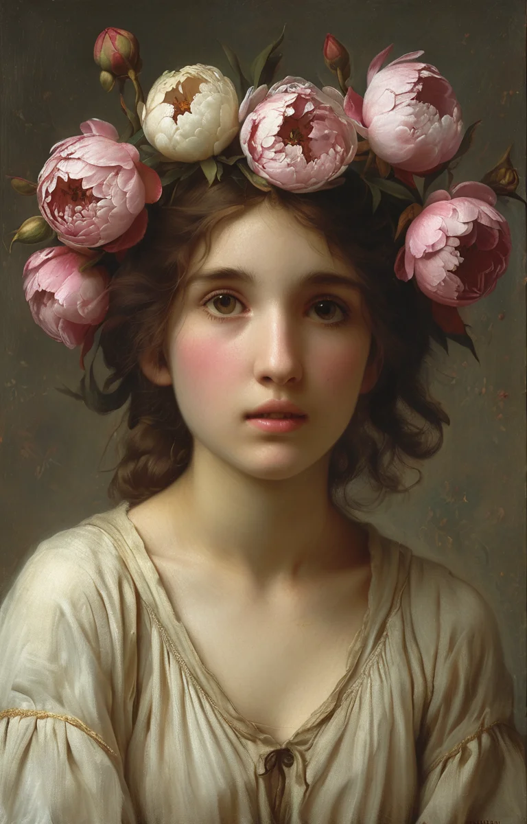 masterpiece,best quality,<lora:tbh202-sdxl:0.9>,illustration,style of william bouguereau decaying peonies