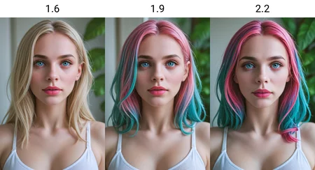 <lora:Colorful Hair Slider_alpha1.0_rank4_noxattn_last:1.6>, portrait, woman, (((facing viewer))), looking at viewer,