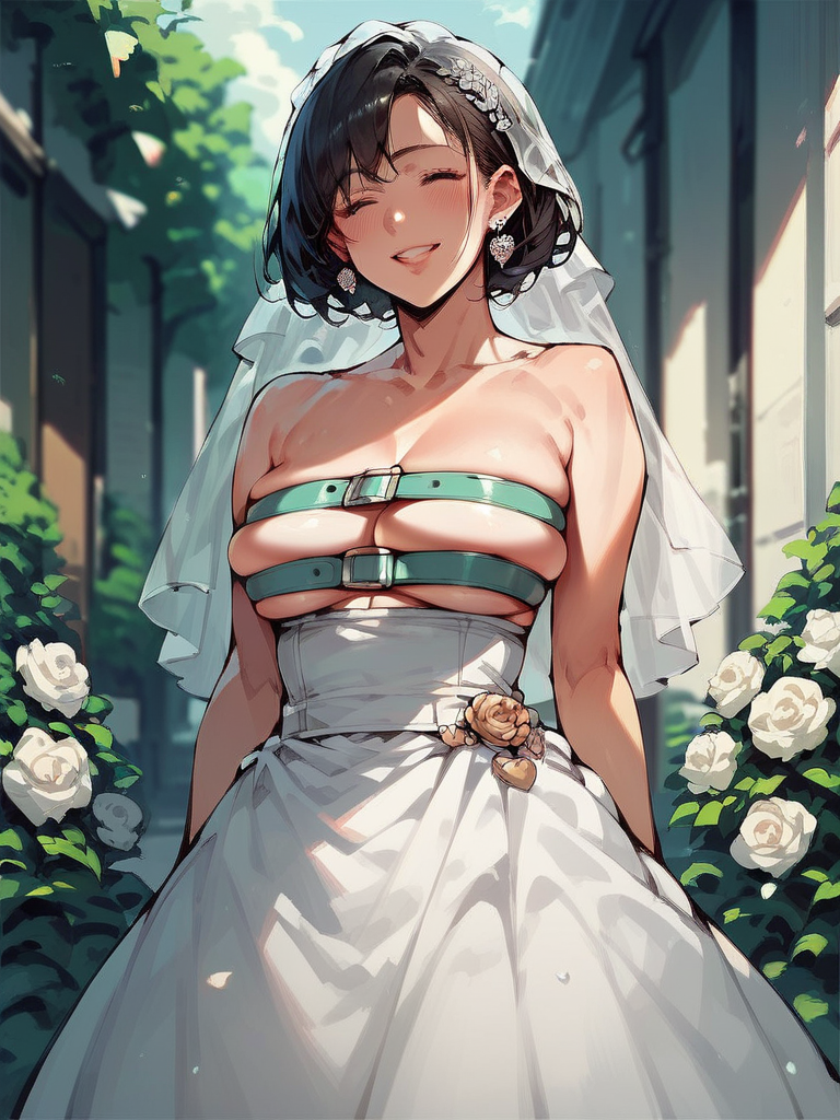 score_9,score_8_up,score_7_up,source_anime,smile,1girl,<lora:beltsandstraps:1>,belts,wedding_dress,