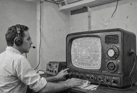 colouring page of an old retro ham radio looking at it head on. There must be a large crt screen included
