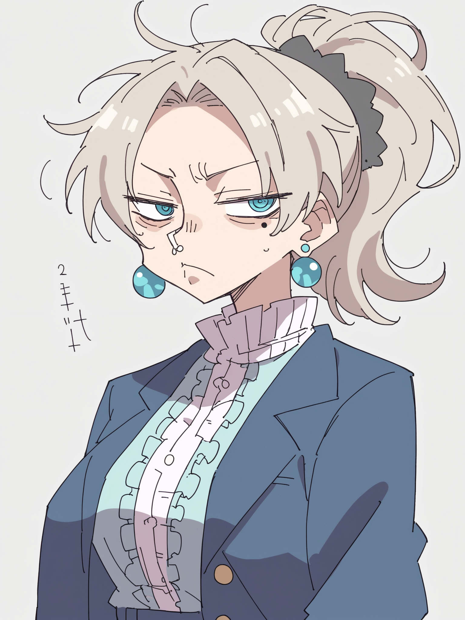 score_9, score_8_up, score_7_up, score_6_up, source_anime, zPDXL, BREAK
1girl, solo, <lora:Masikakumo:1> masika, elderly polynesian woman narrow face   aquiline nose   aqua upturned  eyes  mole straight red-streaked-black  ponytail  elegant blazer flare jeans  earrings