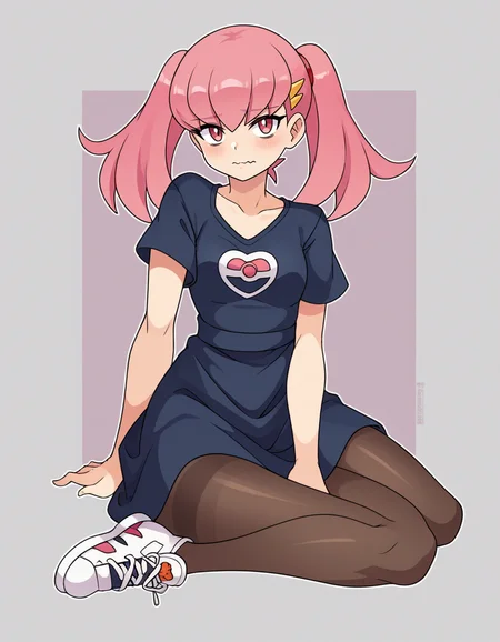 zPDXL, score_9, score_8_up, score_7_up, score_6_up, score_5_up, 4k, absurdres, looking at viewer, <lora:Perfect Hands:0.8> Perfect Hands, 1girl, solo,
Pokemon, Whitney, twintails, pink hair, short hair, small breasts, wavy mouth, closed mouth, leg_up, t-shirt-dress, slip-on-sneakers, pantyhose,
<lora:NicoNeko_v1:0.8> ncnk, silk
