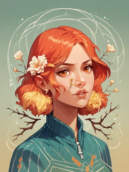 score_9, score_8_up, score_7_up, score_6_up, score_5_up, <lora:t3ngXLP:1> t3ng, 1girl, portrait, abstract, flower
