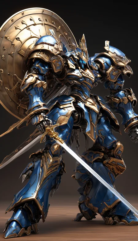 3d model,8k,masterpiece,sidelighting,hdr,high definition
BREAK
(FRS:0.8),a (mecha) with sleek and menacing design, mecha armor, full armor, (large size robot:1.5), glowing blue eyes, (full body:1.2), clenched hand, mechanical parts, robot joints, (huge shield:1.2),
BREAK
ultra-detailed,(battle-ready:1.2),(powerful stance:1.3),(Detailed eye description:1.2),(huge mechanical weapon:1.3),(detailed armor description:1.2),(detailed shield description:1.2), (detailed weapon description:1.2),(huge mechanical gun:1.2), (holding sword and weapon :1.3)<lora:srdxl_v1_5g:0.8>