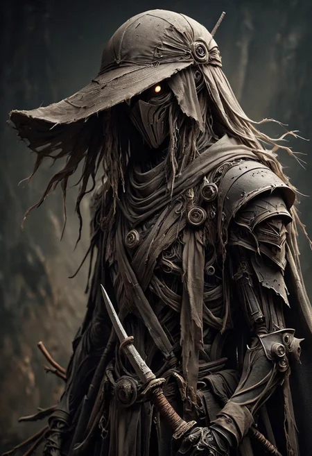 Super Closeup Portrait, Create a neon-pastel dystopian description capturing the essence of a slender busty Cyborg wearing a boldly patterned torn Shadow linen hooded Cape and Large round hat, It gazes directly at the camera, extending his arm with His Bamboo katana sword and bamboo shield. . The surreal scene is further enhanced as her long hair seamlessly merges with the vibrant background.
raw photo, photorealistic, high detailed texture, 8k uhd, dslr, soft lighting, high quality, film grain, Fujifilm XT3, highly detailed photography, atmospheric haze, Film grain, cinematic film still, shallow depth of field, highly detailed, high budget, cinemascope, moody, epic, OverallDetail, gorgeous, 2000s vintage RAW photo, photorealistic, candid camera, color graded cinematic, eye catchlights, atmospheric lighting, skin pores, imperfections, natural, shallow dof