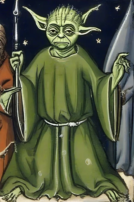 <lora:PE_BadMedivalArt:0.8> PEBadMedivalArt,bad medieval painting,terrible,ugly,
yoda star wars