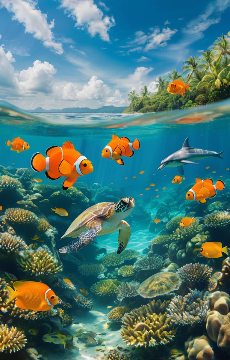 masterpiece,best quality,<lora:tbh341-sdxl:0.75>,illustration,style of underwater sea life portrait of family