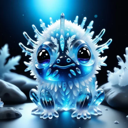 a cute creature made out of Jed-Blmicry, <lora:BioIceCrystalStyle-000006:0.7>, masterpiece, full of details,