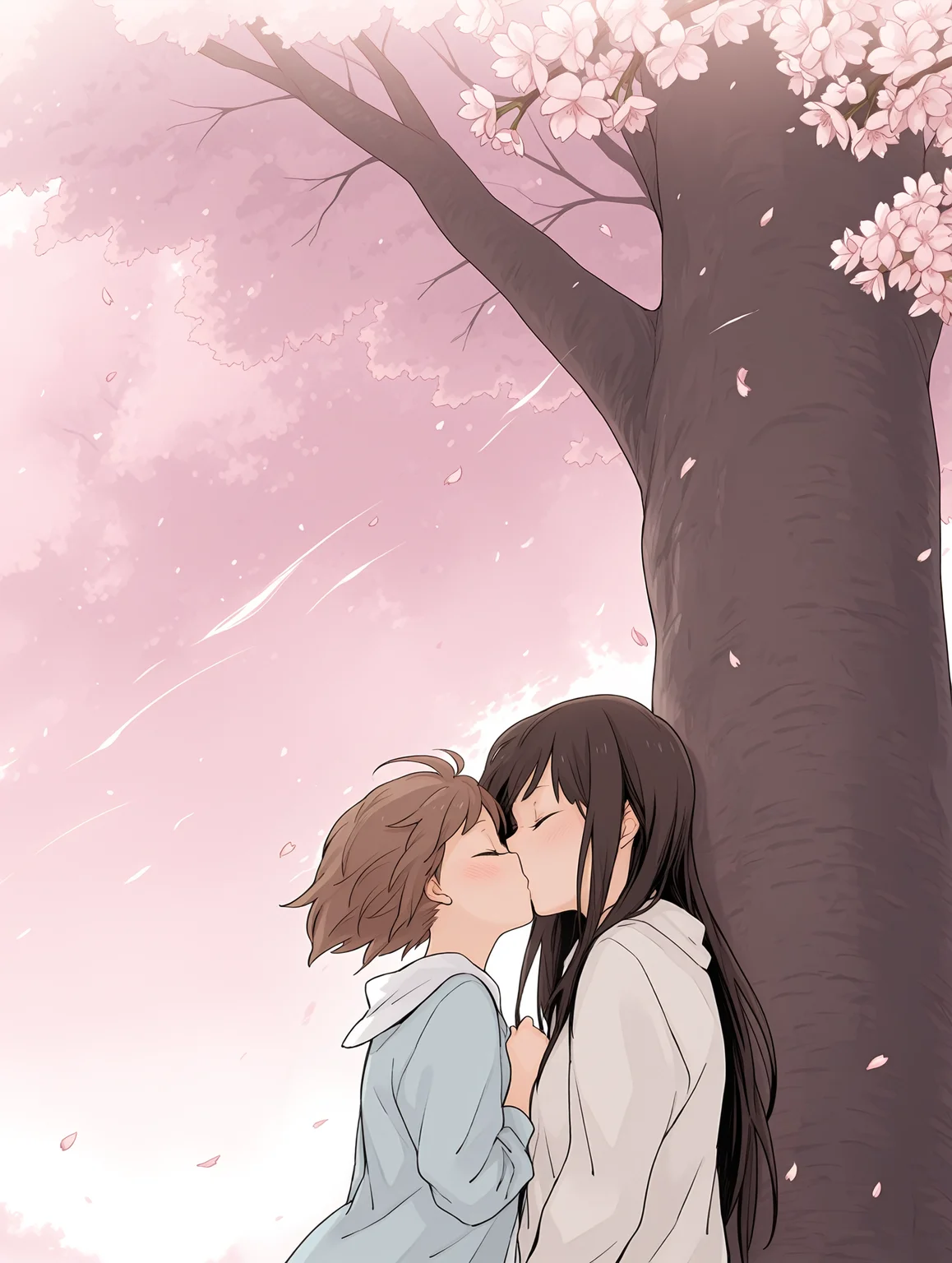 <lora:SDXL_kindred_spirits_on_the_roof__OkujÅ_no_Yurirei-san__å±ä¸ã®ç¾å:1>
kd_vnstyle, yuri,kissing, 2girls,closed eyes,
height difference,
outdoors, cherry blossoms,
wind,
masterpiece,best quality,amazing quality,
