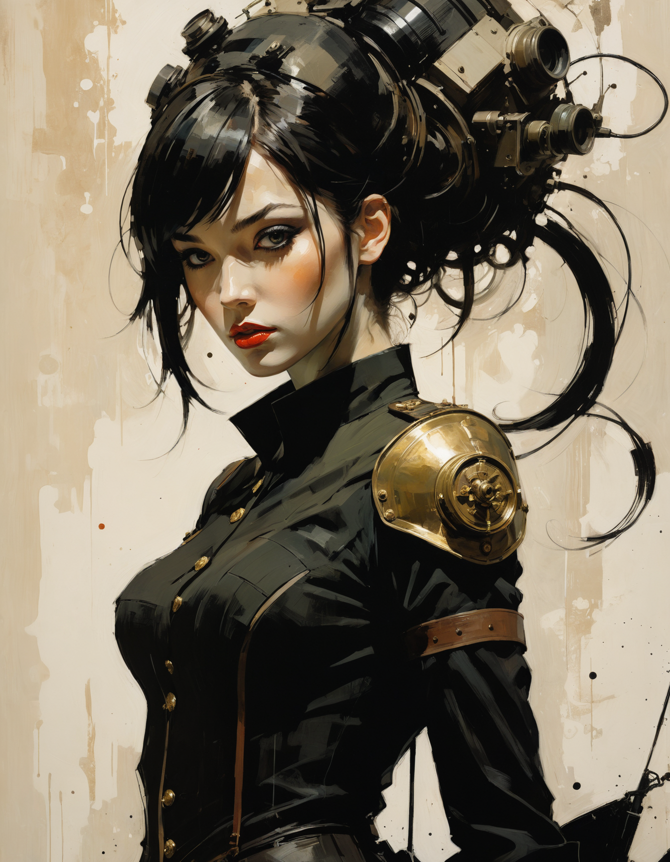 by Ashley Wood and Abigail Larson,  (perfect , gorgeous , masterful:1.4), poster art, bold lines, hyper detailed, expressive,  award winning,  (movie still:1.4), (intricate details, masterpiece, best quality:1.4),
underlighting , looking at viewer, dynamic pose, wide angle view,
<lora:add-detail-xl:1> <lora:xl_more_art-full_v1:0.5> <lora:looking_at_viewer:2>