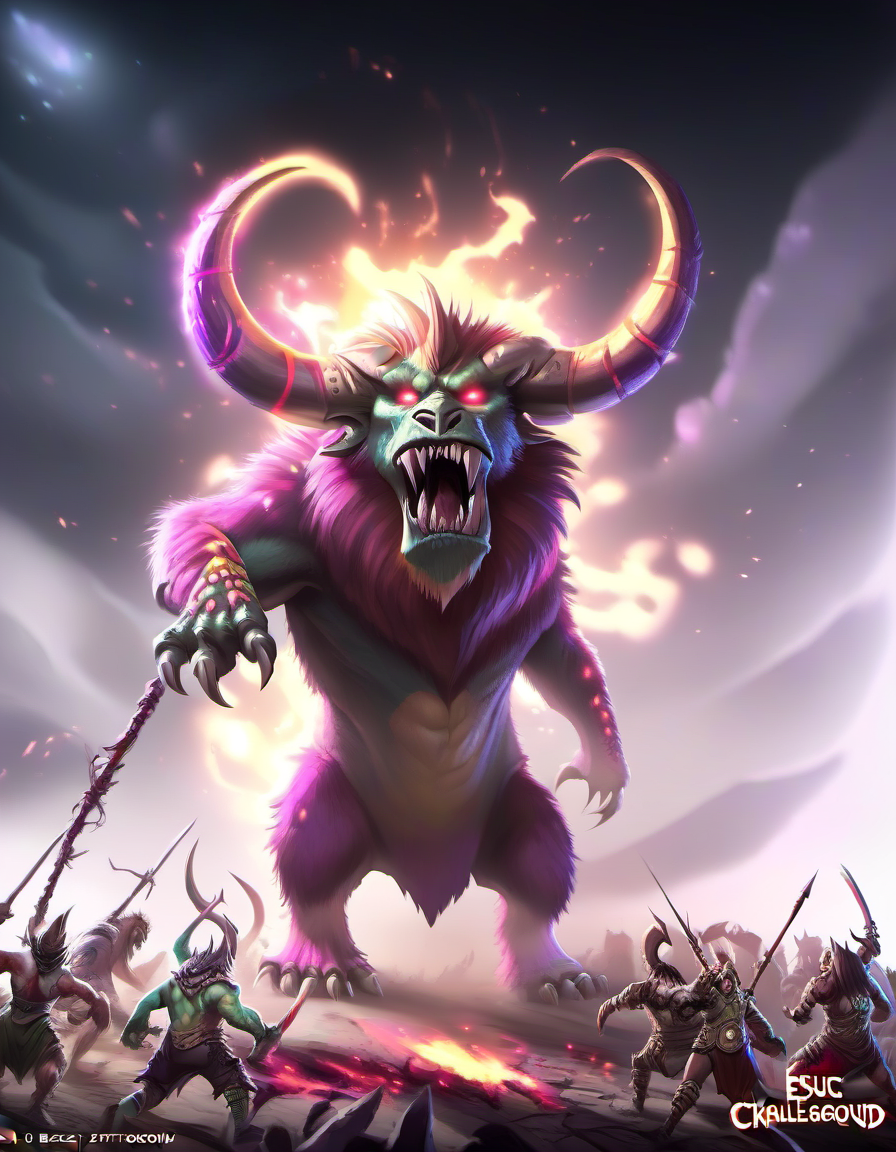 Epic Beast Battleground: Colossal Creature Arena, Mythical Beasts, Roaring Crowds, Ultimate Challenge., sharp focus, detailed, sub surafce scattering, glow, dust, volumetric light <lora:TOONER_1_RC:0.9>