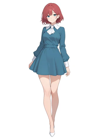 masterpiece, high quality,
1girl, solo,
collared blue dress, long sleeves, white ascot, bare legs, white flats
<lora:DK_sayla_outfits_il_0512d:0.8>
smile, looking at viewer,
standing, full body,
simple background, white background,