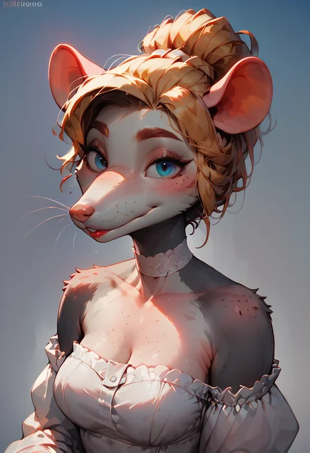 score_9, score_8_up, score_8, score_7_up, score_7, score_6_up, score_6, score_5_up, score_5,
(anthro female rat:1.4),        <lora:Furry_Anthro_Rat_Lora_for_Pony-000009:0.6>,
highres, solo, cute girl, 35 years old girl,bride,
hair updo, blonde hair, bangs haircut, big eyes, cute face, beautiful face, pretty face, freckles, putting on red lipstick, doing her makeup, looking at viewer, face focus, natural large breasts, glowing, neon, norman rockwell style, oil painting
<lora:add-detail-xl:0.2>,
<lora:sdxl/pony_smooth_style:0.4>,
<lora:Vixon Gothic Neon:0.45>
<lora:princess_xl_v2:0.80>
<lora:Realistic000003_1_2.5DAnime_0.05_Merge1:0.4>,
<lora:Anthro_Elephant_Lora_for_Pony_V3:0.6>
<lora:incase-ilff-v3-4:0.8>