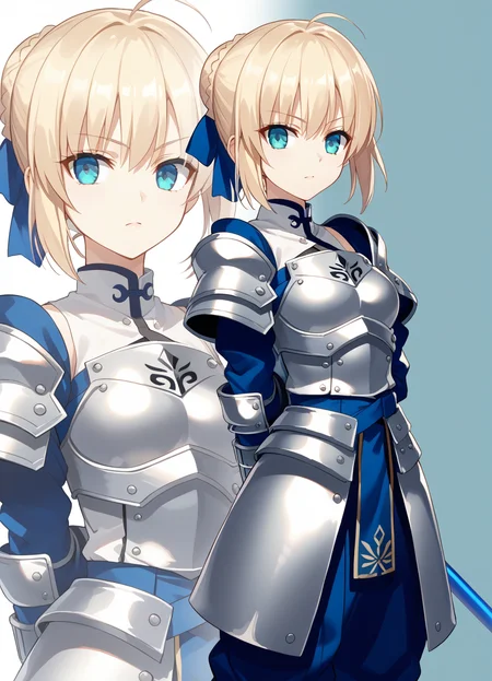 score_9, score_7_up,  source_anime
1girl, saber ( fate), zoom layer, silver armor, arms behind back, simple background, <lora:zoomlayer_xl:0.9>