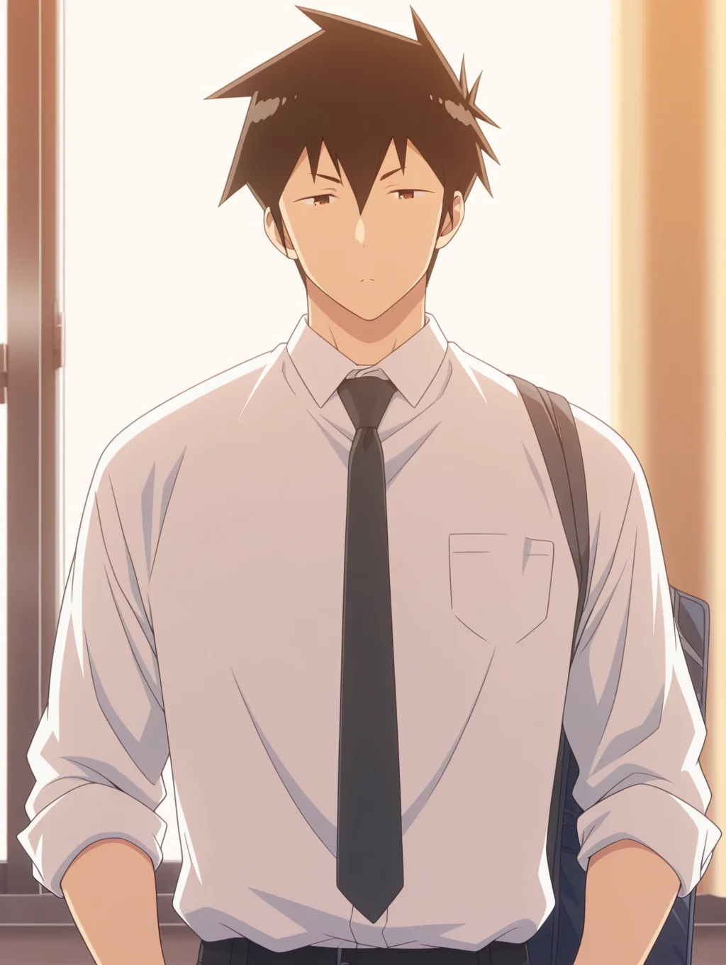 masterpiece, best quality, amazing quality, Raidou Matsuboshi, shirt, necktie, white shirt, 1 boy, solo, male focus