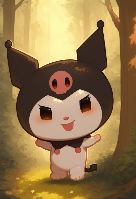score_9, score_8_up, score_7_up, score_6_up, score_5_up, score_4_up, kuromivx, kuromi, chibi, no humans, in the forest, <lora:kuromi_vx_1.1_PONY:1>