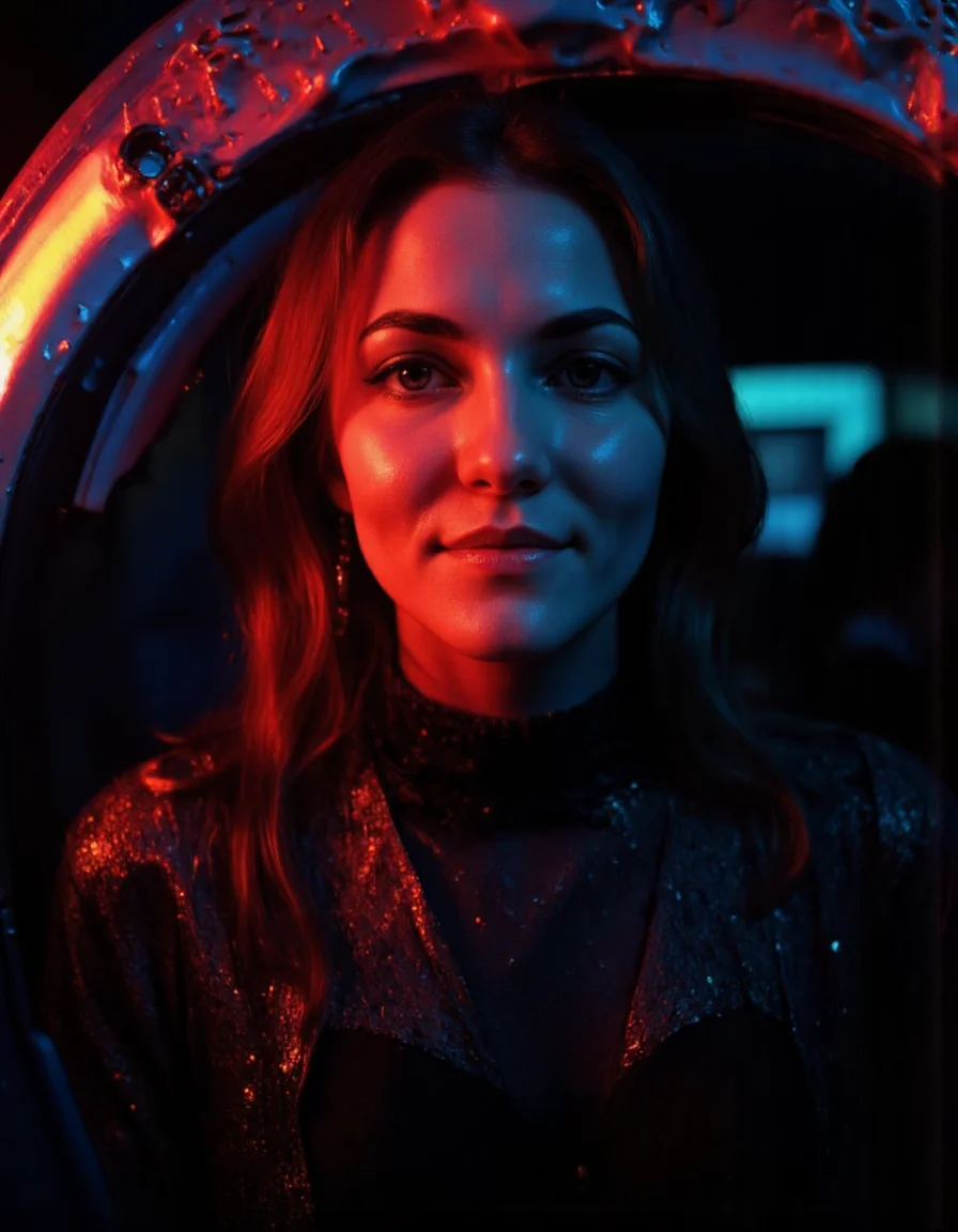 Dark Moody Atmosphere, from above, Portrait of pretty woman dressed luxury, real light, sharp focus, detailed, luxurious modern contemporary fine stylish intricate elegant futuristic highly transparent sparkling complex color, very beautiful cinematic dynamic dramatic atmosphere, shining, clear aesthetic, ambient, rich deep colors, creative, positive, thoughtful, lively, charming, confident, <lora:zilcova:1>, <lora:SuperModel-V8:1>, realistic, lighting, dramatic, mysterious, dark moody atmosphere
