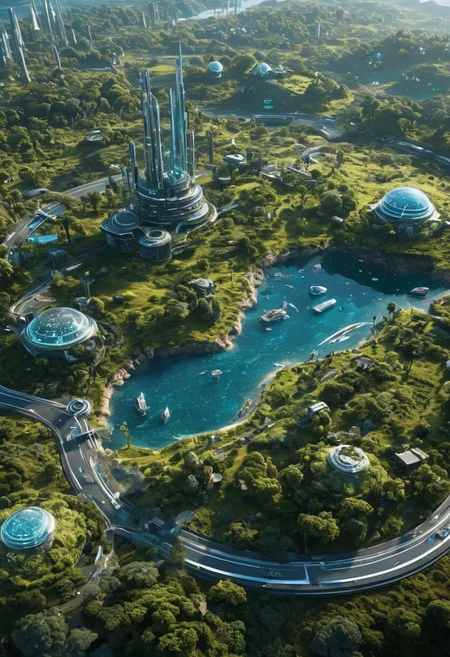 Holographic Horizons Create an image showing a futuristic world where holographic technology shapes everyday life and landscapes. Robotics,
extra detailed,
earth on year 2150
