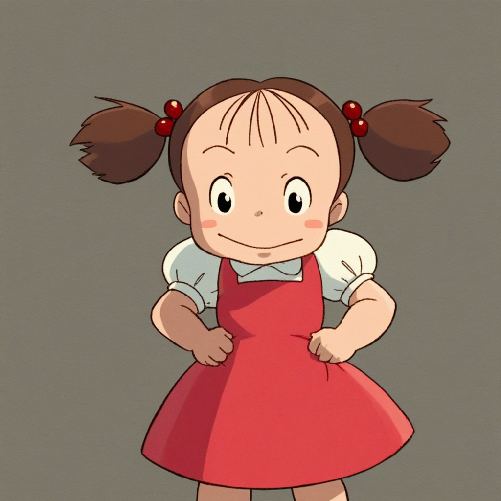 score_9, solo, Mei_Kusakabe, brown hair, twintails, dress,