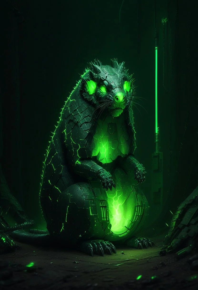 Necron, electricity, green glow, green theme, exotic animal,
