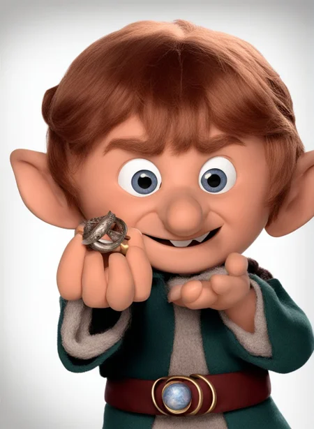 A hobbit holding the one ring ClaymationX  <lora:SDXL-ClaymationX-Lora-000002:0.8>
