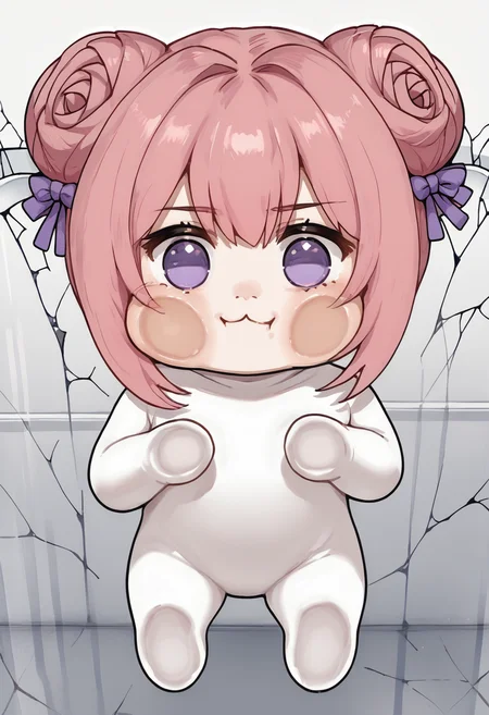 score_9, score_8_up, score_7_up BREAK 1girl, solo, doro, creature, chibi, :3, no humans, solid circle eyes, no pupils, white skin, pink hair, purple eyes, hair bun, hair bow, against glass, cheek press, cracked_glass <lora:Doro_X_PDXL_V1:1> <lora:spagainstScreenXLPony:1>