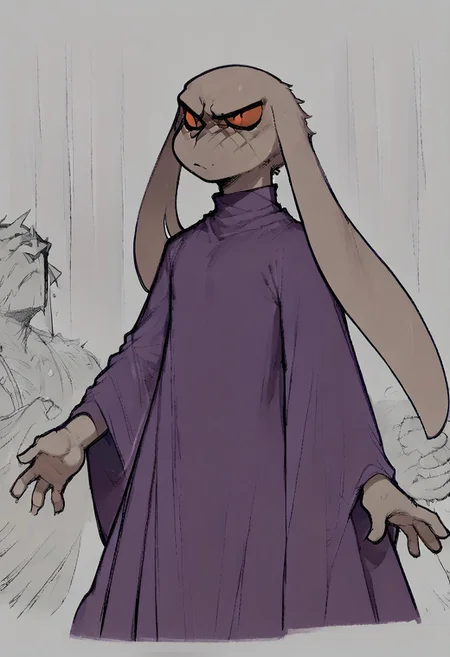 score_9,score_8_up,score_7_up, king, scar, purple dress, long ears