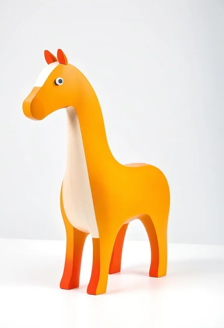(expert craftsmanship:1.8), (high resolution, product photography, photo studio background:1.2), (modern wooden toy animal, equine creature:1.8), (fine wood, realistic wood material:1.5), (simple form, abstract form, multiple parts:1.9), (finely crafted parts, simple shape, elegant shape, ambiguous shape, stout shape, innocent shape:1.4), (hand-painted, comfortable, playful, friendly:1.5), (tall, lanky, whimsical:1.7), (Bauhaus Design aesthetic:1.7)