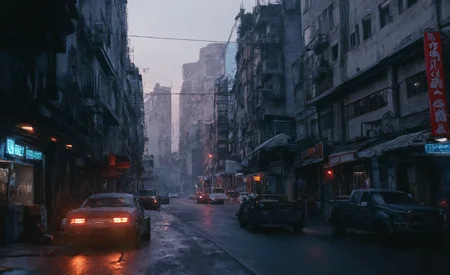 professional 3d model <lora:cwhyberponk:1>,cwhyberponk,r0k@p@nk,science fiction,realistic,cyberpunk,fantasy,city,street, . octane render, highly detailed, volumetric, dramatic lighting