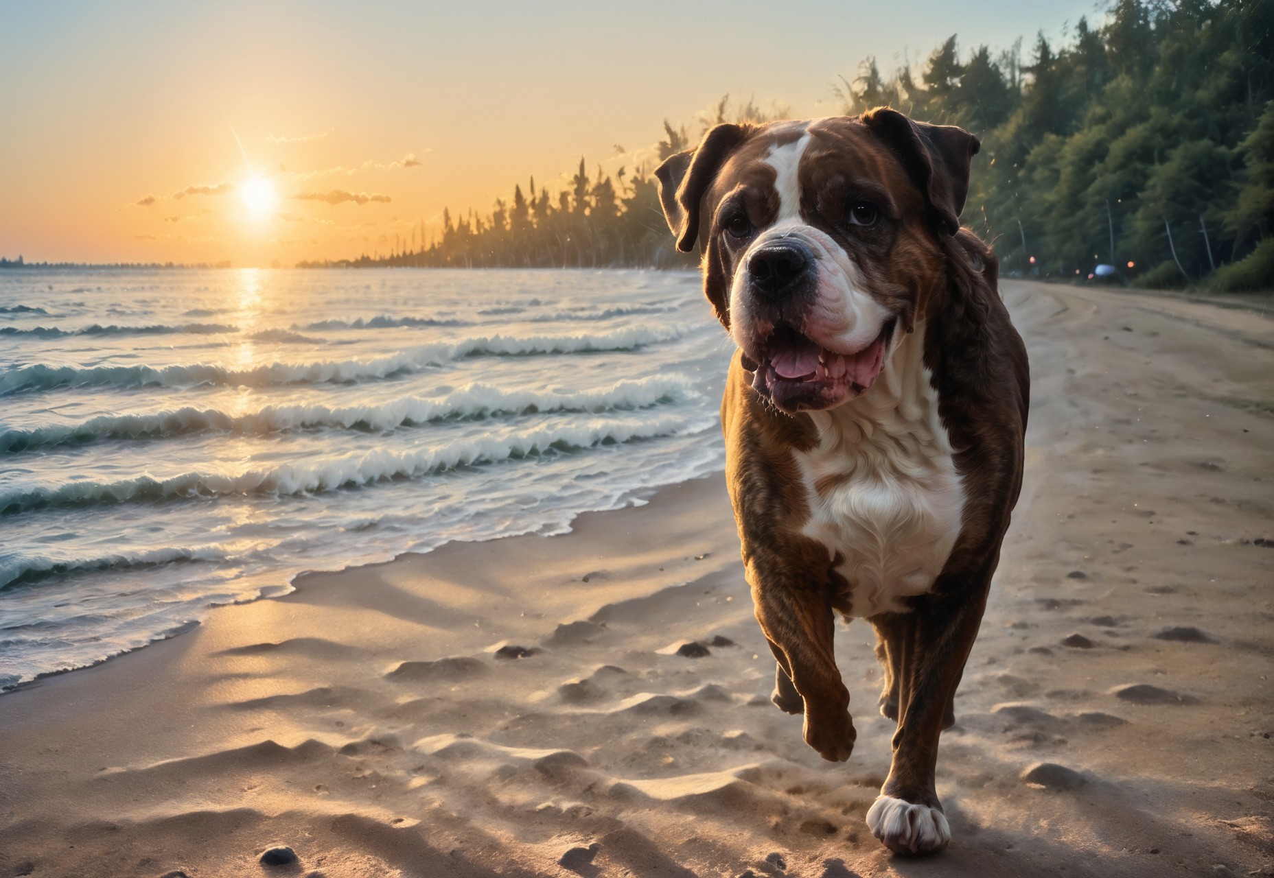 score_9, score_8_up,ral-dissolve

Happy dog running on a beach, sunset, epic lighting, well lit subject, dog focus, portrait, golden hour, dream-like, masterpiece, well lit eyes, photography, flash, fill light, well lit dog, dramatic light, laugh